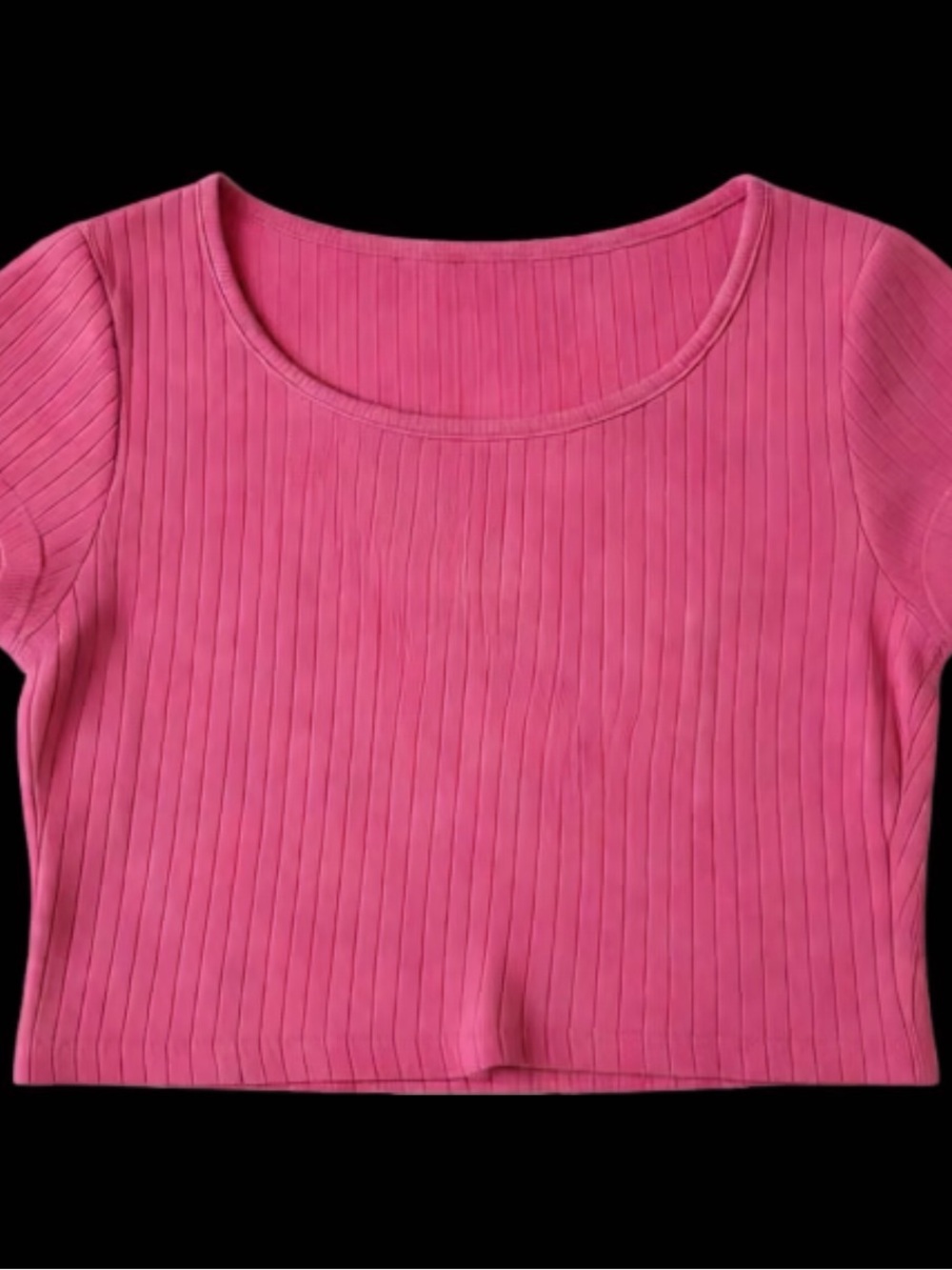 SHEIN Hot Pink Ribbed Scoop Crop Top